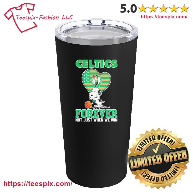 Snoopy Hug Boston Celtics Forever Not Just When We Win Mug, Tumbler Personalized Black Custom Name Mug and Tumbler.png