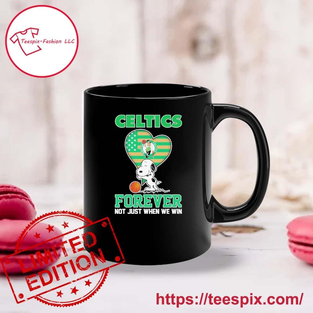 Snoopy Hug Boston Celtics Forever Not Just When We Win Mug, Tumbler Personalized Mug black.jpg