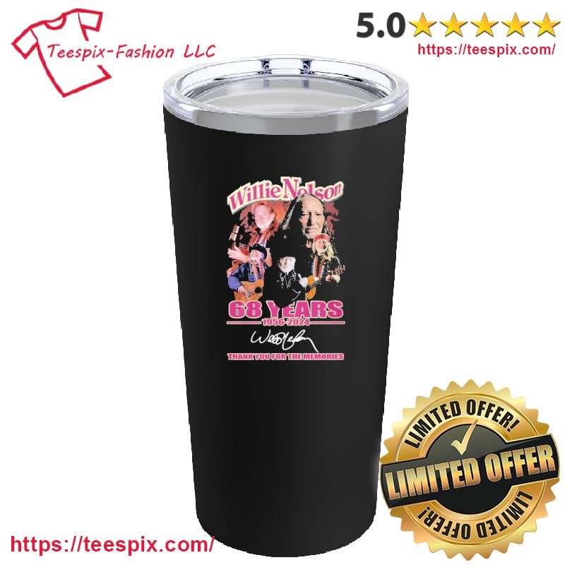 Willie Nelson 68 Years 1956-2024 Thank You For The Memories T-Mug, Tumbler Personalized Black Custom Name Mug and Tumbler.png