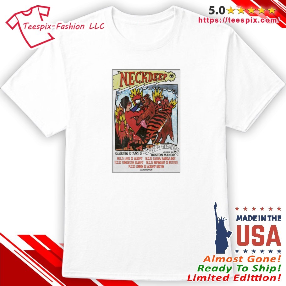 NECK DEEP Tシャツ 2025 Neck Deep Tour 2025 Poster Shirt, ladies tee, v-neck tee and